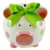 Burton & Burton Girls Pink & Green Circles Pig Piggy Bank Green Bow Ceramic Personalized Baby Nursery Decor 30 71EpnRSs79L