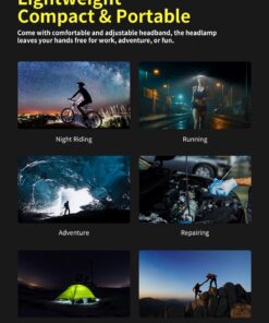 Smiling Shark LED Headlamp, 230°Wide Angle 3*Multi-Color Light Strips 2 Packs Head Lamp Rechargeable with Motion Sensor Waterproof Headlight for Camping Hiking Outdoor, Head-Lamp-LED-Hat-Light Multicolor 12 71EqBdkX1pL