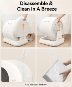 Meowant Self-Cleaning Cat Litter Box, Intelligent Radar Safety Protection Automatic Cat Littler Box for Multiple Cats, Large Capacity/Isolation Odor/APP Control Smart Cat Litter Box with Mat & Liner Gray 35 71Er5Zm9svL