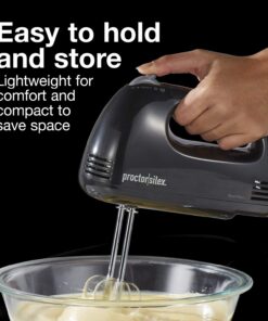 Proctor Silex Easy Mix 5-Speed Electric Hand Mixer with Bowl Rest, Compact and Lightweight, 100 Watts of Peak Power, Black 21 71Es1WZgkSL