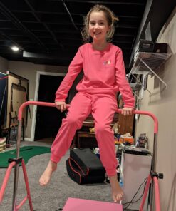 Tepemccu Expandable Gymnastics Bars,Adjustable Height Gymnastic Horizontal Bars,Junior Training Bar Children Folding Training Monkey Bars for Kids… Light Pink 38 71EsdNhSaL