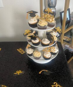 YuBoBo 2024 Graduation Cupcake Toppers, 48 PCS Food/Appetizer Picks For Graduation Party Mini Cake Decorations, Diploma, 2024, Grad Cap Set 48 Pieces (Gold) Gold 33 71EtMspMzWL