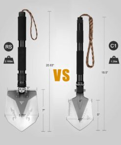 FiveJoy Professional Survival Shovel Multitool - Portable Collapsible Tactical Tool - Entrenching Backpack Equipment for Hiking Camping Car - Gifts for Men Dad Husband (Shovel RS) 21 71EtVXVYSL
