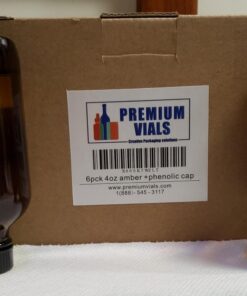 4 Oz (120 ml) Amber Boston Round Glass Bottle w/Cap - Pack of 6 13 71Etp78Ff0L