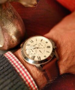 Fossil Grant Men's Watch with Chronograph Display and Genuine Leather or Stainless Steel Band Silver, Brown 40 71EtzsEKnNL