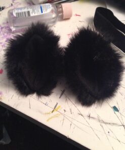 Happylifehere Long Fur Cat Ears and Cat Tail Set Halloween Party Kitty Cosplay Costume Kits (Black) Black 25 71EuhaEILlL