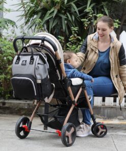 Hafmall Diaper Bag Backpack, Multifunctional Baby Diaper Bag with Stroller Hooks, Stylish Baby Bag for Mom Dad, Gray Black Black Gray 48 71EvehQ5xL