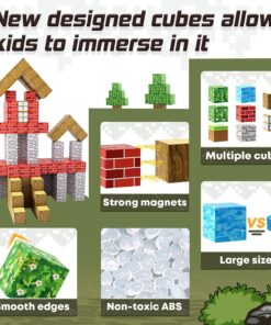 100PCS Magnetic Blocks-Build Mine Magnet World Set for Boys & Girls Age 3-5 6-8, STEM Sensory Toys for Toddlers Gifts for 3+ Years Old Girls Boys, Classroom Must Haves Construction Toys Magnetic world cubes 32 71Ewzuh659L 3