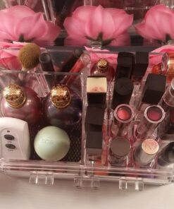 Ikee Design Clear Acrylic Makeup Organizer, Elegant Makeup Storage Organizer for a Stylish Vanity, Bathroom, or Dresser Décor, Clear Design for Easy Visibility and Quick Access 1) 1 Top 4 Drawers 46 71F 4Z LLlL