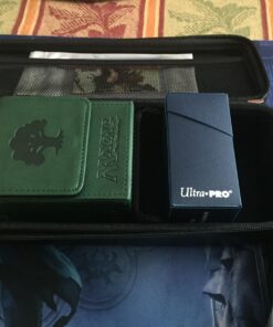 Quiver Time Black Quiver Card Carrying Case - Playing Card Case Holder for Trading Cards, MTG Card Storage Bag Deck Box Card Case (+Wrist & Shoulder Strap, Dividers + 100 Apollo Card Sleeves) 35 71F K9KAbL