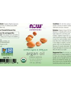 NOW Solutions, Organic Argan Oil, Certified Organic and 100% Pure, "Gold of Morocco" Multi-Purpose Oil, 2-Ounce 2 Fl Oz (Pack of 1) 16 71F V3TTa5L