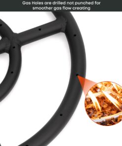 Stanbroil 12 Inch Round Fire Pit Burner Ring for Natural Gas & Propane Fire Pit Fireplace - Black Steel Fire Pit Burner for Indoor & Outdoor, BTU 92,000 Max Round 12" 12 71F0yzVpf3L