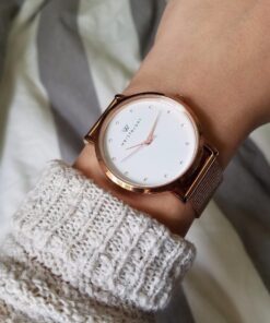 Wristology 10 Styles Maxi Crystal Watch Leather Band - Interchangeable Genuine Leather Strap - Large Easy to Read Watch with Second Hand for Women, Men, Nurses, Teachers Rose Gold Metal Mesh 54 71F1W4wxC1L