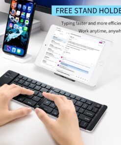 Geyes Folding Keyboard Bluetooth, Wireless Portable Foldable Keyboard with Stand Holder,Pocket Size Ultra Slim Aluminum Alloy Folding Keyboard for iPad,iPhone, Laptops and Smartphones Silver 12 71F4DHQomaL