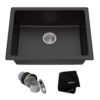 Kraus KGD-410B 24 2/5 inch Dual Mount Single Bowl Black Onyx Granite Kitchen Sink Sink with Strainer