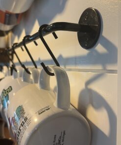 Wallniture 24" Gourmet Kitchen Rail for with 10 S Hooks for Hanging Utensils, Pot Pan Lid Rack Storage Organizer Set, Steel, Black 24 71F61AD3ASL