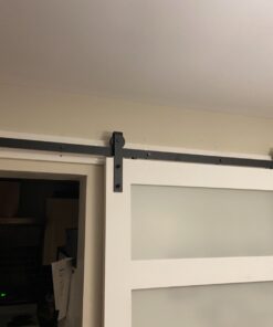 SMARTSTANDARD 8 Feet Heavy Duty Sturdy Sliding Barn Door Hardware Kit -Smoothly and Quietly -Easy to Install -Includes Step-by-Step Installation Instruction Fit 48" Wide Door Panel (J Shape Hanger) 47 71F8 kFZaL