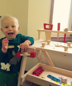 Melissa & Doug Solid Wood Project Workbench Play Building Set - STEAM Toy, Wooden Kids Work Bench, Toy Tool Bench 46 71F90oKRfmL