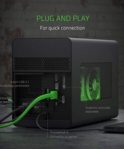Razer Core X Chroma Aluminum External GPU Enclosure (eGPU): Compatible with Windows & MacOS Thunderbolt 3 Laptops, NVIDIA/AMD PCIe Support, 700W PSU, 4X USB 3.1, 1x Gbit Ethernet, Chroma RGB, Black Classic Black eGPU 27 71F9EHn0PfL