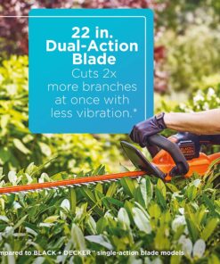 BLACK+DECKER 20V MAX Cordless Hedge Trimmer with Power Command Powercut, 22-Inch (LHT321FF) 20V Hedge Trimmer Kit 21 71F9XJMk3aS
