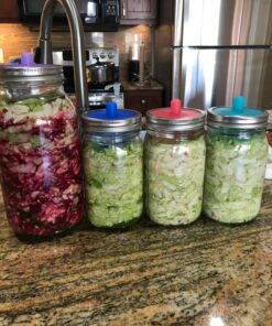 Masontops Complete Mason Jar Fermentation Kit - Pickle Kit, Sauerkraut Making Kit Kimchi Container - Fermentation Airlock Lids Wide Mouth Mason Jars 33 71FC21ESwzL