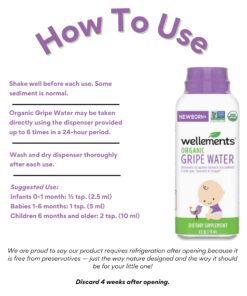 Wellements Organic Gripe Water for Tummy, 4 Fl Oz, Pediatrician Recommended to Ease Infant Stomach Discomfort and Gas Gripe Water-1 Pack 13 71FCkm9D0vL