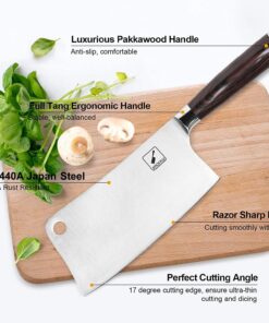 imarku Cleaver Knife 7 Inch Meat Cleaver - SUS440A Japan High Carbon Stainless Steel Butcher Knife with Ergonomic Handle, Ultra Sharp, Useful Kitchen Gadgets for Home and Restaurant 20 71FEHPjtpL