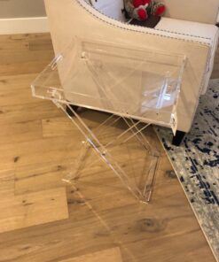 Designstyles Acrylic Folding Tray Table – Modern Chic Accent Desk - Kitchen and Bar Serving Table - Elegant Clear Design 35 71FF0ucTsKL