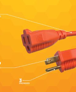 Coleman Cable Southwire 2308SW8803 Vinyl Outdoor Extension Cord In Orange With 3-Prong Plug (50 Feet, 16/3 gauge) 12 71FFXQiAYL