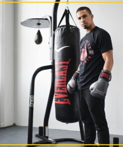 Everlast Steel Heavy Punching Bag Stand Workout Equipment for Kickboxing, Boxing, and MMA Training with 3 Plate Pegs and 100 Pound Capacity Black 42 71FFe6T5AXL