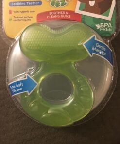 Nuby Silicone Teethe-eez Teether with Bristles, Includes Hygienic Case, Green 21 71FFgj6jglL