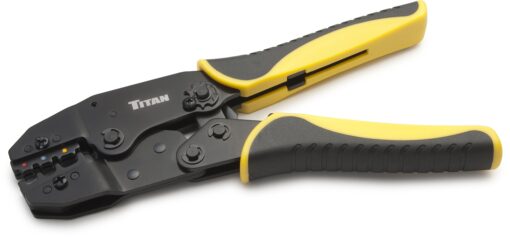 TITAN 11477 Ratcheting Wire Terminal Crimper Tool for Insulated Terminals, Fixed Jaw Crimper Fixed Jaw Crimper for Insulated Terminals