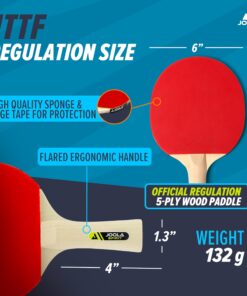 JOOLA Family Premium Table Tennis Bundle Set - 4 Regulation Ping Pong Paddles, 10 Training 40mm Ping Pong Balls, and Carrying Case - For Training and Recreational Play - Indoor and Outdoor Compatible 9 71FIB5s2 XL