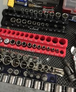 ARES 70233-26-Piece 1/4-Inch Metric Magnetic Socket Organizer - Holds 13 Standard Size and 13 Deep Size Sockets - Keeps Your Tool Box Organized 1/4-Inch Drive Black (Mm) 21 71FKSmYEaoL