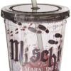 Silver Buffalo Harry Potter Mischief Managed Plastic Cold Cup with Lid and Straw, 16 Ounces 24 71FKWiat6OL