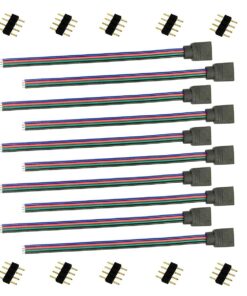 TronicsPros LED Connector 4 Pin LED Tape Connector RGB LED Ribbon Connector LED Controller Connector Cable LED Rope Jumper 4pin Female Wire for RGB 5050 3528 2835 LED Light, 15cm/ 6in (10pcs) 20 71FMDBAEssL