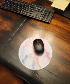 ITNRSIIET Marble Round Mouse Pad, Pink Marble Customized Premium-Textured Mouse Mat,Washable Mousepads with Lycra Cloth, Non-Slip Rubber Base Small Mousepad, 7.87×7.87×0.12 inches (Pink Marble) 31 71FNBPrKUOL