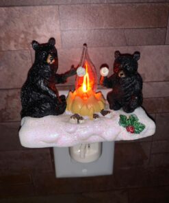 Roman Lights Exclusive Plug in Night Light, Features 2 Bears Roasting Marsh Mellows Around a Flickering Flame Camp Fire, 4.5-Inch 21 71FO8vstx1L
