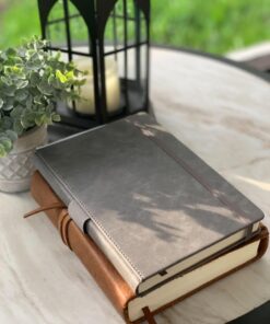 Thick Classic Notebook with Pen Loop - A5 College Ruled Hardcover Writing Notebook with Pocket + Page Dividers Gifts, Banded, Large, 180 Pages, 8.4 x 5.7 in Gray 48 71FOis3wJ9L