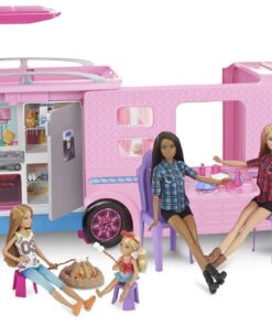 Barbie Camper, Doll Playset with 50 Accessories, Includes Waterslide, 2 Hammocks, Canopy Bed & Fireplace, Dream Camper (Amazon Exclusive) Standard Packaging 17 71FPyCoHidL