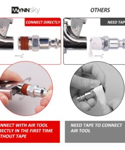WYNNsky Air Compressor Kit, 1/4 Inch NPT Air Tool Kit with 1/4 Inch x 25Ft Coil Nylon Hose/Tire Gauge - 20 Pieces 20 71FTDIzyP8L