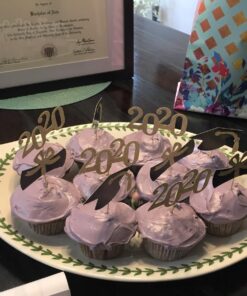 YuBoBo 2024 Graduation Cupcake Toppers, 48 PCS Food/Appetizer Picks For Graduation Party Mini Cake Decorations, Diploma, 2024, Grad Cap Set 48 Pieces (Gold) Gold 41 71FTLcEh1vL