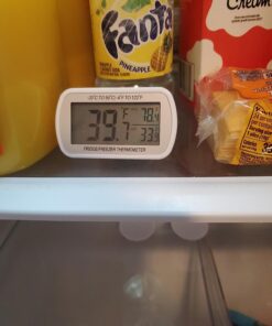 Waterproof Refrigerator Fridge Thermometer, Digital Freezer Room Thermometer, Max/Min Record Function Large LCD Screen and Magnetic Back for Kitchen, Home, Restaurants (2 Pack) 2 20 71FUIM IiCL