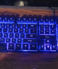 Rii RK100 3 Colors LED Backlit Mechanical Feeling USB Wired Multimedia Gaming Keyboard, Office Keyboard for Working or Primer Gaming,Office Device 34 71FV02vBSIL