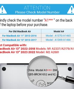 IBENZER Macbook Air 13 Inch Case A1466 A1369, Hard Shell Case with Keyboard & Screen Cover for Apple Mac Air 13 Old Version 2017 2016 2015 2014 2013 2012 2011 2010, Black, A13BK+2 For Macbook Air 13'' A1466/A1369 30 71FVbTy7cVL 2