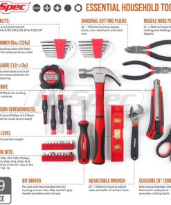 Hi-Spec 49pc Red Home & Garage Tool Kit Set. Essential Hand Tools for DIY Repairs. Complete in a Box 49 Piece 9 71FX4Rvy1DS
