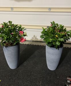 LA JOLIE MUSE Set of 2 Tall Planters with Trays, 20 Inch Indoor/Outdoor Tall Planters,Large Grey Flower Pots,Tree Planters for Front Door,Patio and Deck 2 Pack - 20" Gray 40 71FXUtx3Y4L