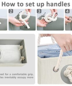 StorageWorks Storage Baskets for Organizing Shelves , Foldable Fabric Storage Bins with Handles, Beige, White & Ivory, 3-Pack, 11 ½" L x 8 ¾" W x 6 ½" H 24 71FXXby9KiL