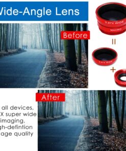 KINGMAS 3 in 1 Universal Fish Eye & Macro Clip Camera Lens Kit for iPad iPhone 7 6 5 Samsung BlackBerry HTC and Most Smartphones (Red) 28 71FXhIQs9GL 1