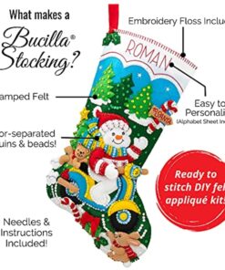 Bucilla The Workshop Christmas Stocking Felt Applique Kit, 18-Inch 24 71FaFkhCkL